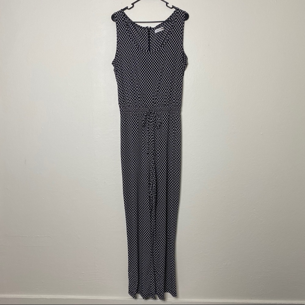 Calvin Klein Black & White Diamond Print Jumpsuit